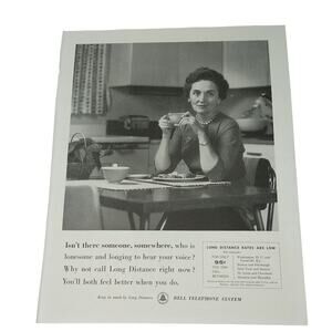 1961 Bell Telephone Long‎ Distance Vtg Magazine Print Ad Pearls Teacup Kitchen